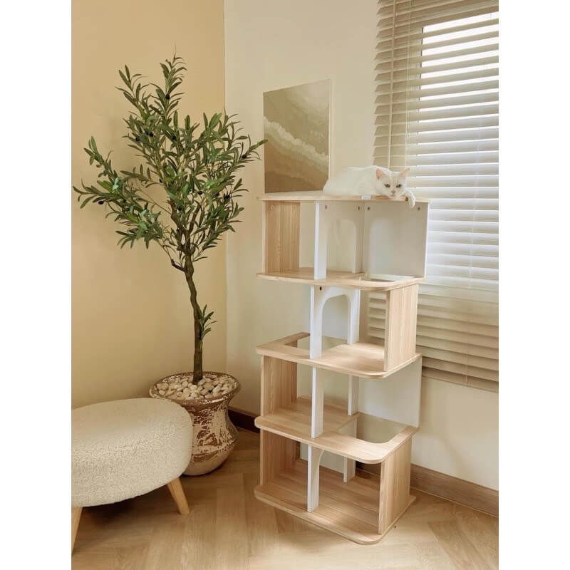 คอนโดแมว สไตล์มินิมอล PROSPACE FURNTIRUE ขนาด 60X40X127.5 ซม. สีไวท์เมเปิ้ล