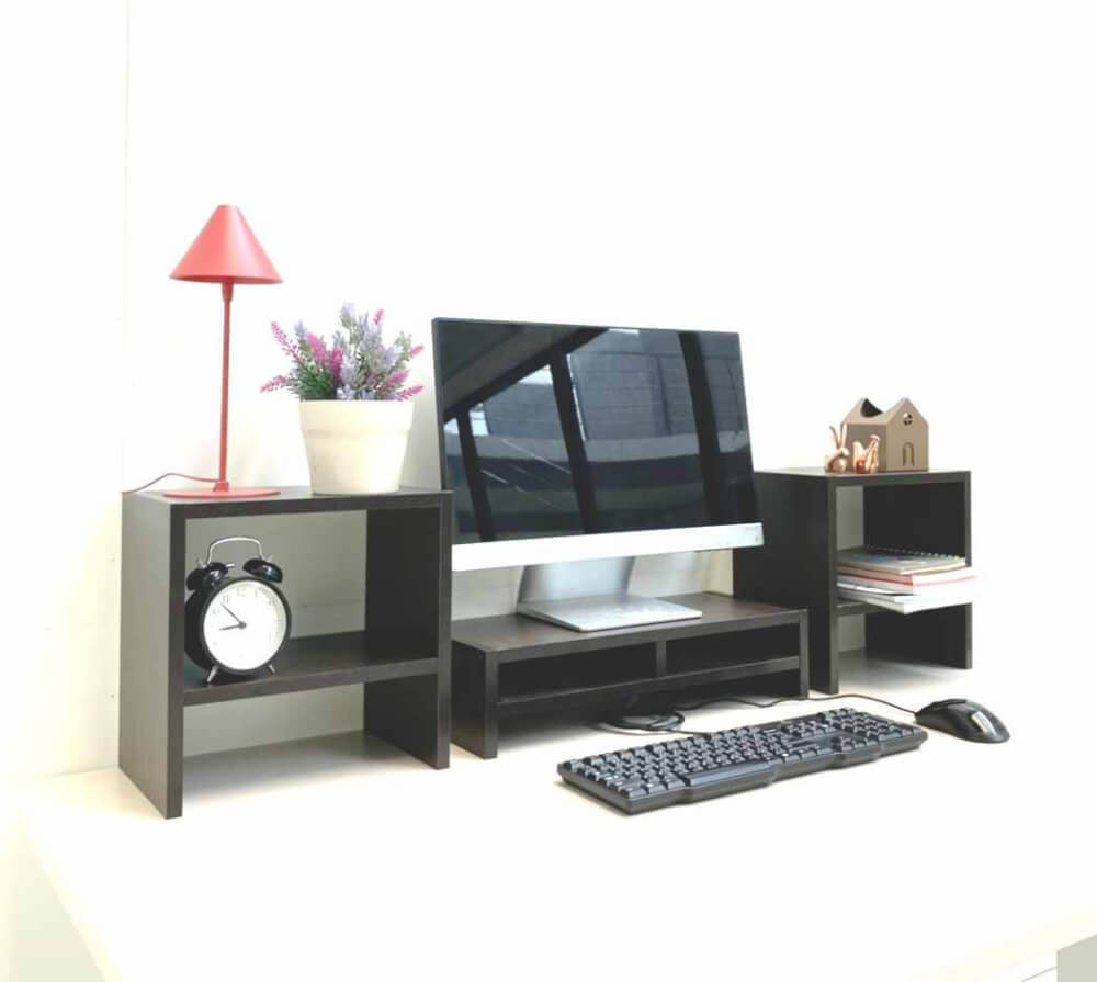 ชุดชั้นวางจอคอม PROSPACE FURNITURE รุ่น ANGASSO สีวอลนัท เซ็ต 3 ชิ้น (ชั้นวางจอคอมและชั้นวางอเนกประสงค์)