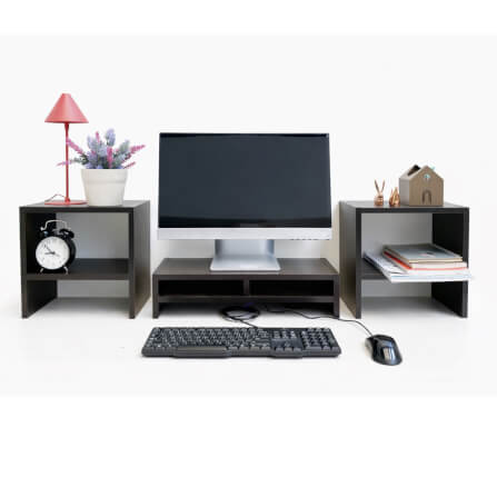 ชุดชั้นวางจอคอม PROSPACE FURNITURE รุ่น ANGASSO สีวอลนัท เซ็ต 3 ชิ้น (ชั้นวางจอคอมและชั้นวางอเนกประสงค์)_1