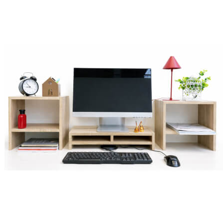 ชุดชั้นวางจอคอม PROSPACE FURNITURE รุ่น ANGASSO สีไวท์เมเปิ้ล เซ็ต 3 ชิ้น (ชั้นวางจอคอมและชั้นวางอเนกประสงค์)_1