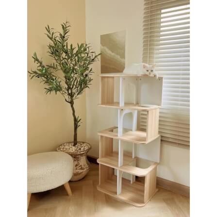 คอนโดแมว สไตล์มินิมอล PROSPACE FURNTIRUE ขนาด 60X40X127.5 ซม. สีไวท์เมเปิ้ล_10