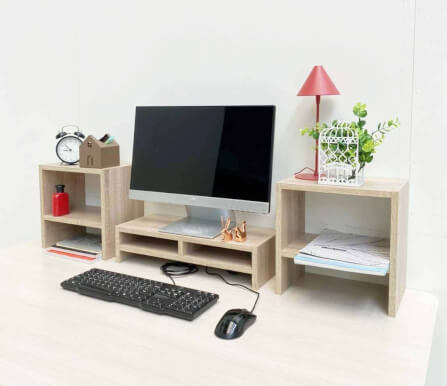 ชุดชั้นวางจอคอม PROSPACE FURNITURE รุ่น ANGASSO สีไวท์เมเปิ้ล เซ็ต 3 ชิ้น (ชั้นวางจอคอมและชั้นวางอเนกประสงค์)_10