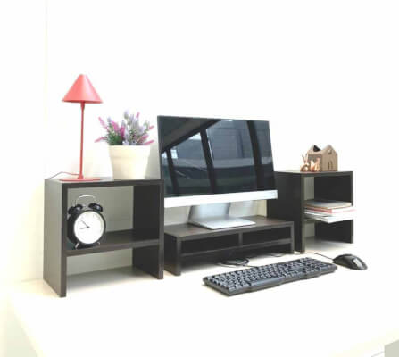 ชุดชั้นวางจอคอม PROSPACE FURNITURE รุ่น ANGASSO สีวอลนัท เซ็ต 3 ชิ้น (ชั้นวางจอคอมและชั้นวางอเนกประสงค์)_2