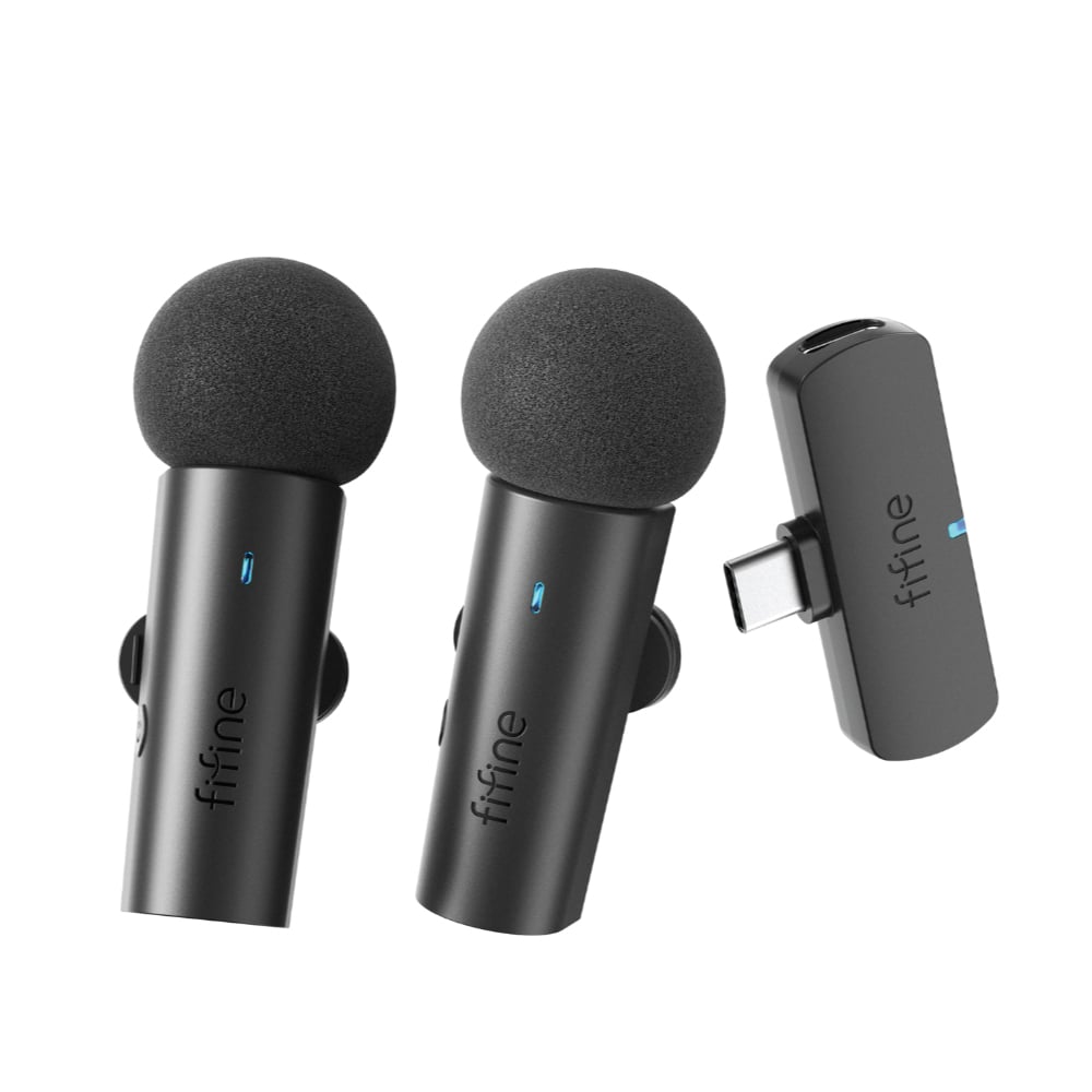 ไมโครโฟนไร้สาย FIFINE M8 DUAL WIRELESS LAPEL สีดำ