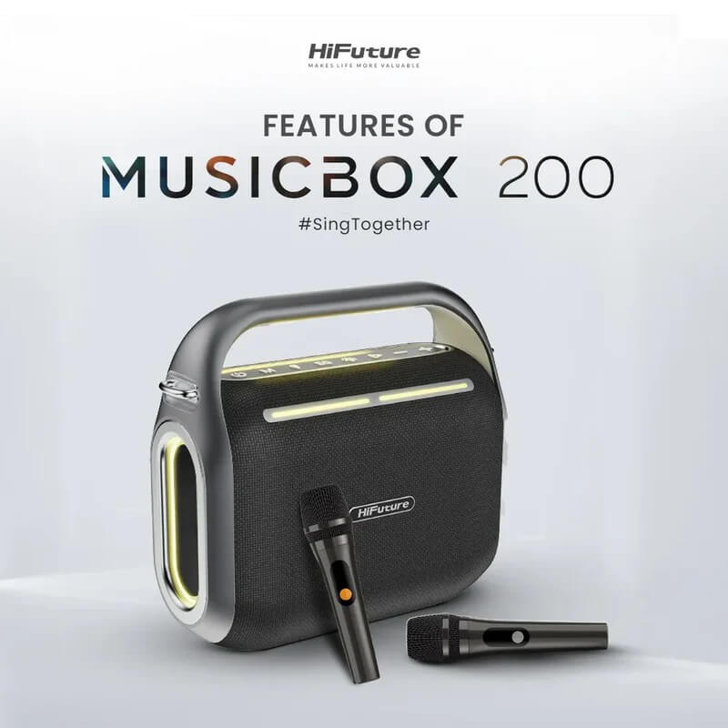 ลำโพงบลูทูธ สำหรับร้องคาราโอเกะ HIFUTURE MUSICBOX 200 สีดำ