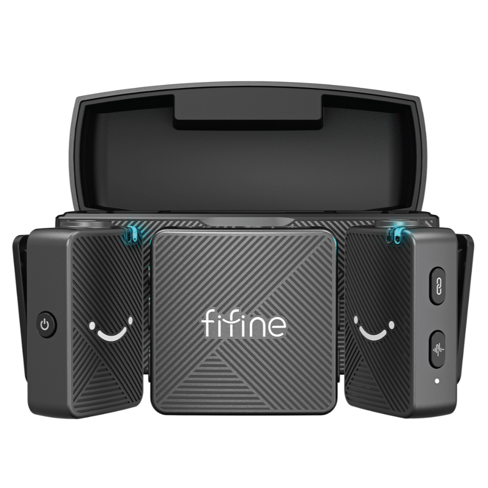 ไมโครโฟนไร้สาย FIFINE M9 DUAL WIRELESS LAVALIER สีดำ