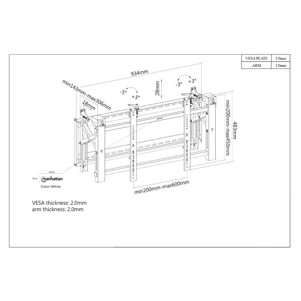 ขาแขวนทีวีติดผนัง MANHATTAN แบบ VDO WALL MOUNT รองรับขนาดจอ 45-70 นิ้ว
