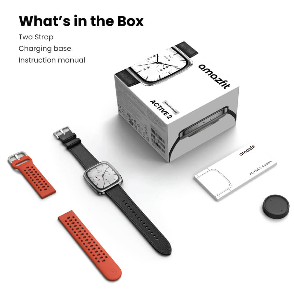 สมาร์ทวอทช์ AMAZFIT ACTIVE 2 SQUARE หน้าจอ 1.75" AMOLED สีดำ