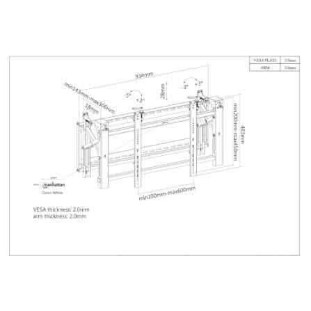 ขาแขวนทีวีติดผนัง MANHATTAN แบบ VDO WALL MOUNT รองรับขนาดจอ 45-70 นิ้ว_4