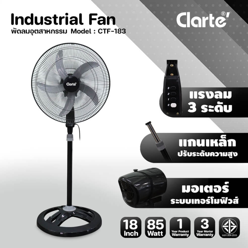 พัดลมอุตสาหกรรมเสาเดี่ยวฐานกลม 18
