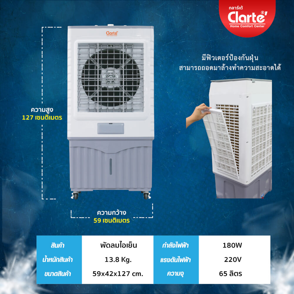 พัดลมไอเย็นCLARTE' 65 ลิตร รุ่น CTME705_7