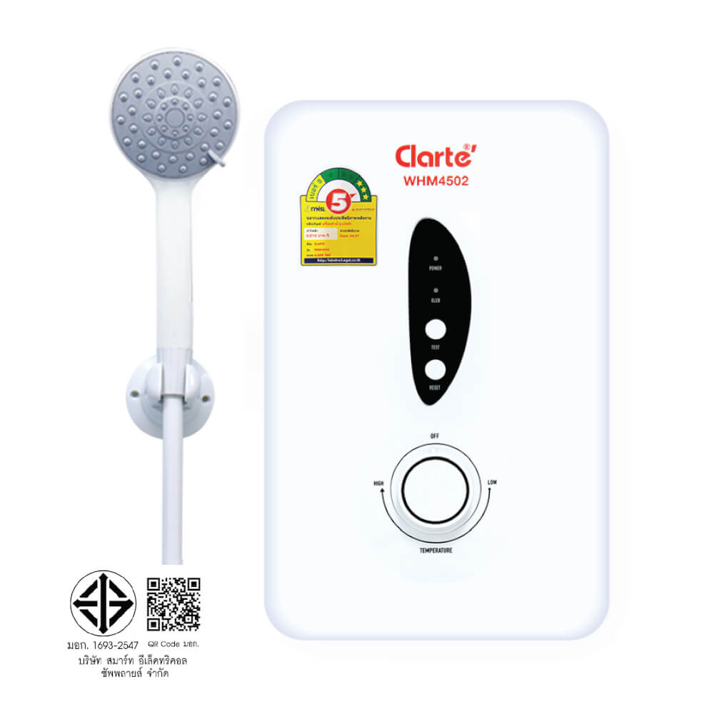 เครื่องทำน้ำอุ่น CLARTE' 4500Wรุ่น WHM4502 (ไม่รวมติดตั้ง)_9