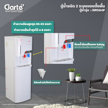ตู้กดน้ำดื่ม ร้อน-เย็น CLARTE' รุ่น SW584P (ชนิดมีไส้กรองในตัว 4 ชิ้น)_4