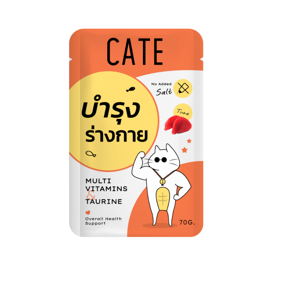 อาหารเปียกแมว CATE รสทูน่า ในน้ำเกรวี่ สูตรบำรุงร่างกาย มี TAURINE (1 ซอง 70G.)_1