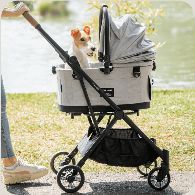 รถเข็นสัตว์เลี้ยง FIKAGO รุ่น FLYTTA PLUS สีเทา (ถอดคาร์ชีทได้)