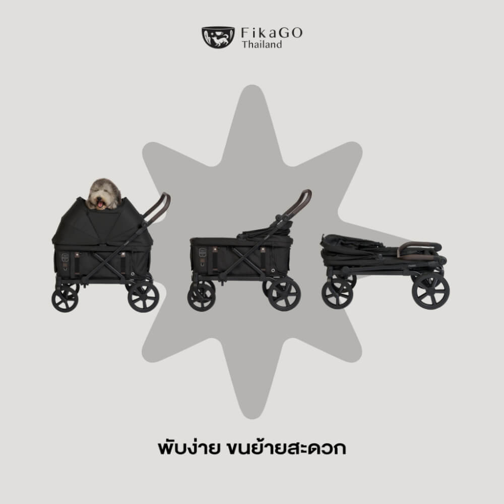 รถเข็นสัตว์เลี้ยง FIKAGO รุ่น KROSS สีเขียว รองรับน้ำหนักได้ถึง 100 KG. (รุ่นใหญ่ที่สุด)_2