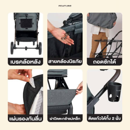 รถเข็นสัตว์เลี้ยงพับได้ FIKAGO รุ่น AGILE 2 สีเบจ_2