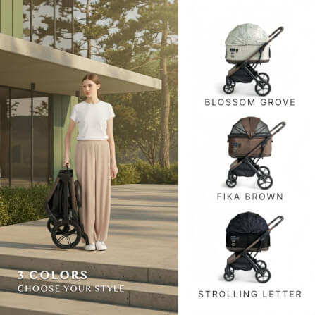 รถเข็นสัตว์เลี้ยง 2 IN 1 FIKAGO รุ่น TOGGLE สี STROLLING LETTER (ถอดคาร์ชีทและพับได้)_3