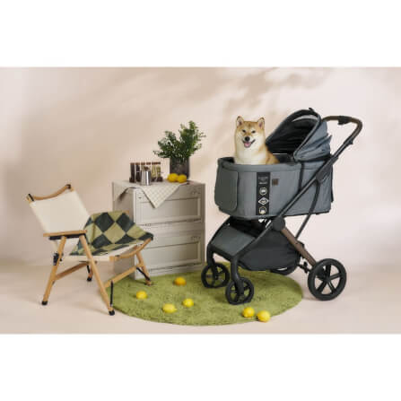 รถเข็นสัตว์เลี้ยงพับได้ FIKAGO รุ่น AGILE 2 สีเบจ_5