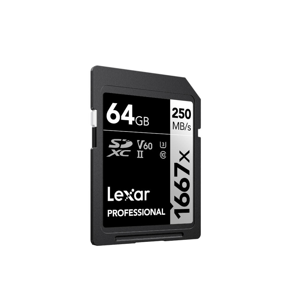 การ์ดหน่วยความจำ เอสดีการ์ด LEXAR SD1667X 64GB UHS-II U3 V60 SD CARD FULL-HD 3D 4K RW250/120MB/S (LSD64GCB1667)