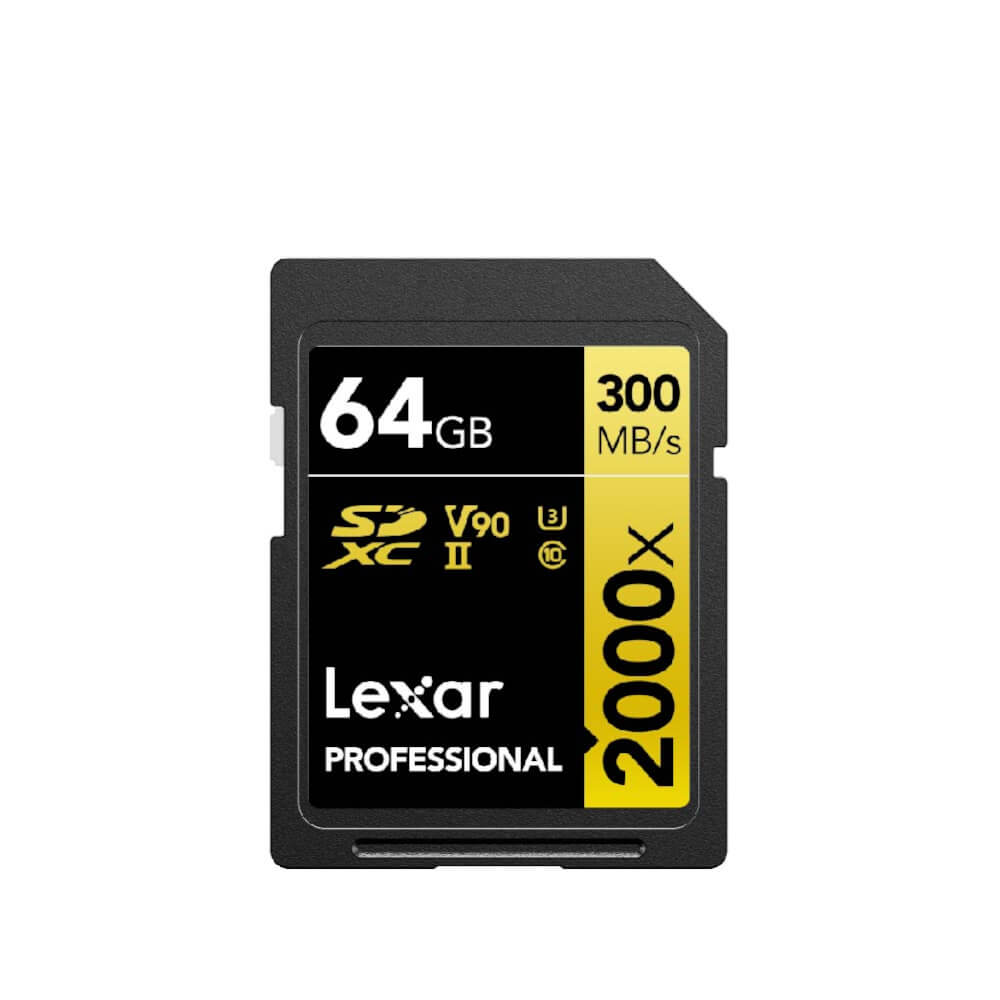 การ์ดหน่วยความจำ เอสดีการ์ด LEXAR SD2000X 64GB UHS-II U3 V90 SD CARD FULL-HD 3D 4K 8K RW300/260MB/S (LSD2000064G)