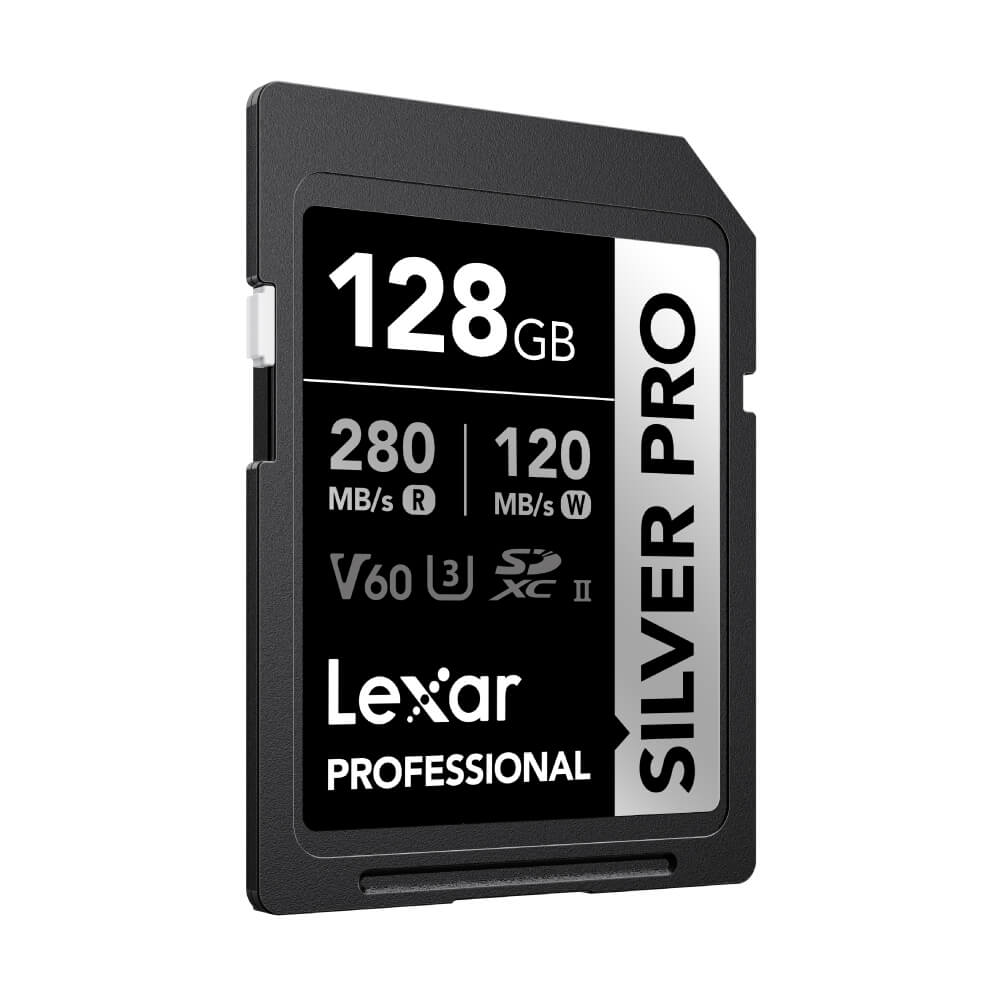 การ์ดหน่วยความจำ เอสดีการ์ด LEXAR SILVER PRO 128GB UHS-II U3 V60 SD CARD FULL-HD 3D 4K RW280/120MB/S (LSDSIPR128G)