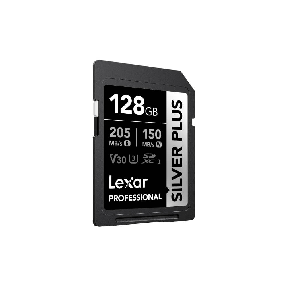 การ์ดหน่วยความจำ เอสดีการ์ด LEXAR SILVER PLUS 128GB UHS-I U3 V30 SD CARD FULL-HD 3D 4K RW205/150MB/S (LSDSIPL128G) เมมโมรี่การ์ด