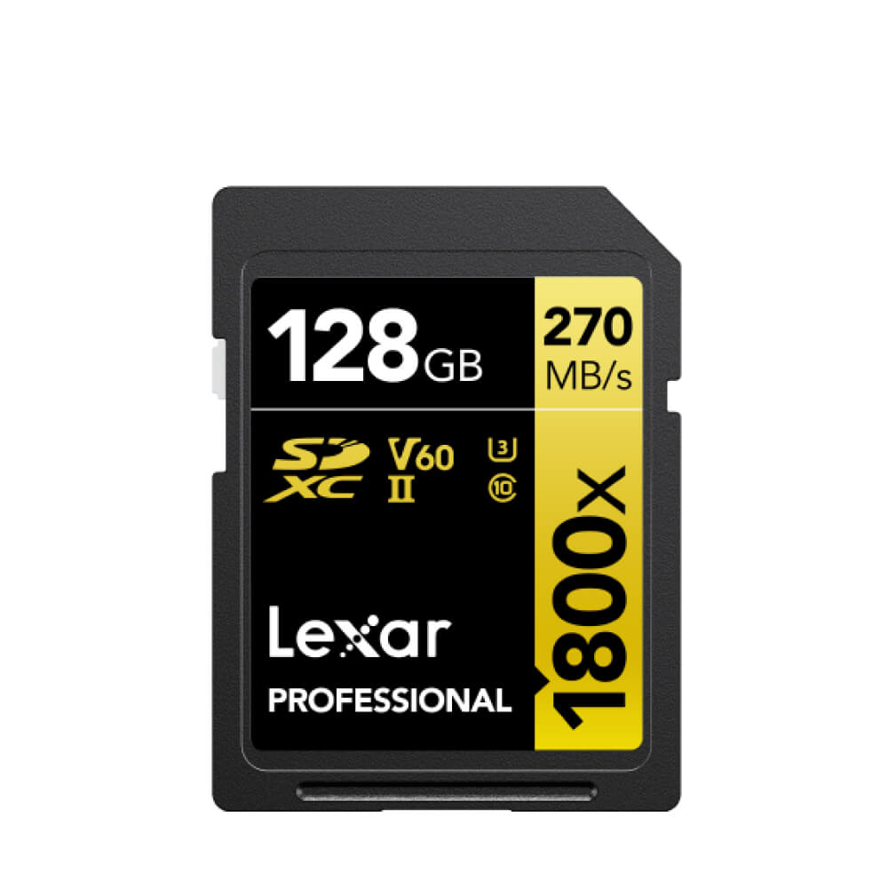การ์ดหน่วยความจำ เอสดีการ์ด LEXAR SD1800X 128GB UHS-II U3 V60 SD CARD FULL-HD 3D 4K RW280/210MB/S (LSD1800128G) GOLD SERIES
