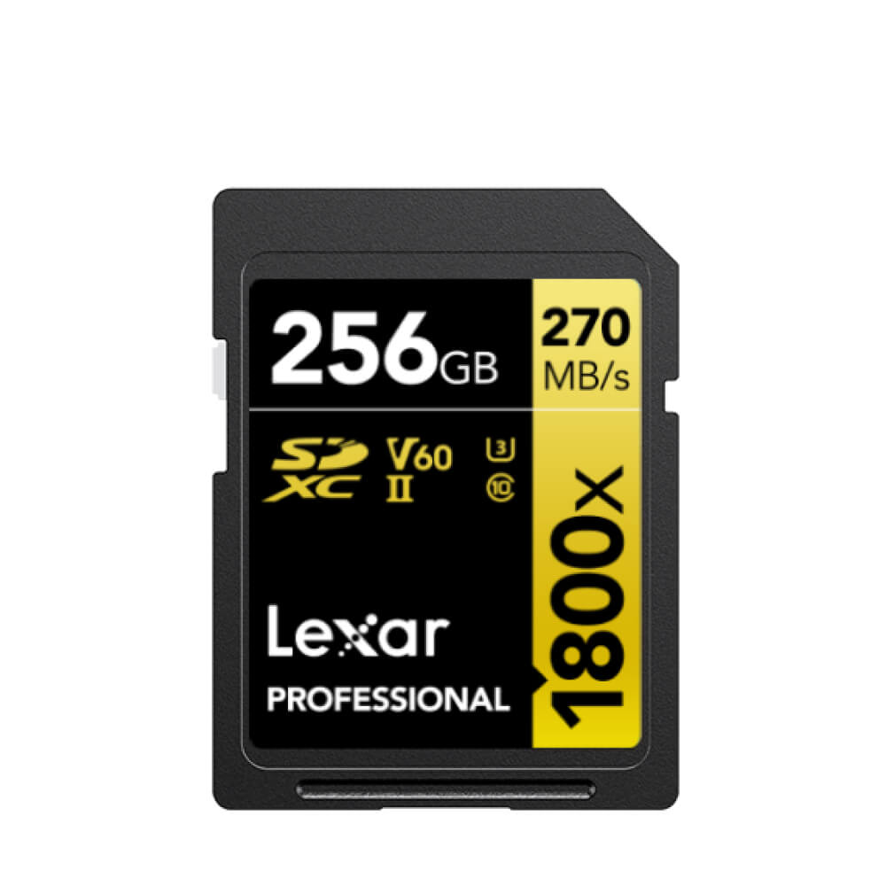 การ์ดหน่วยความจำ เอสดีการ์ด LEXAR SD1800X 256GB UHS-II U3 V60 SD CARD FULL-HD 3D 4K RW280/210MB/S (LSD1800256G) GOLD SERIES