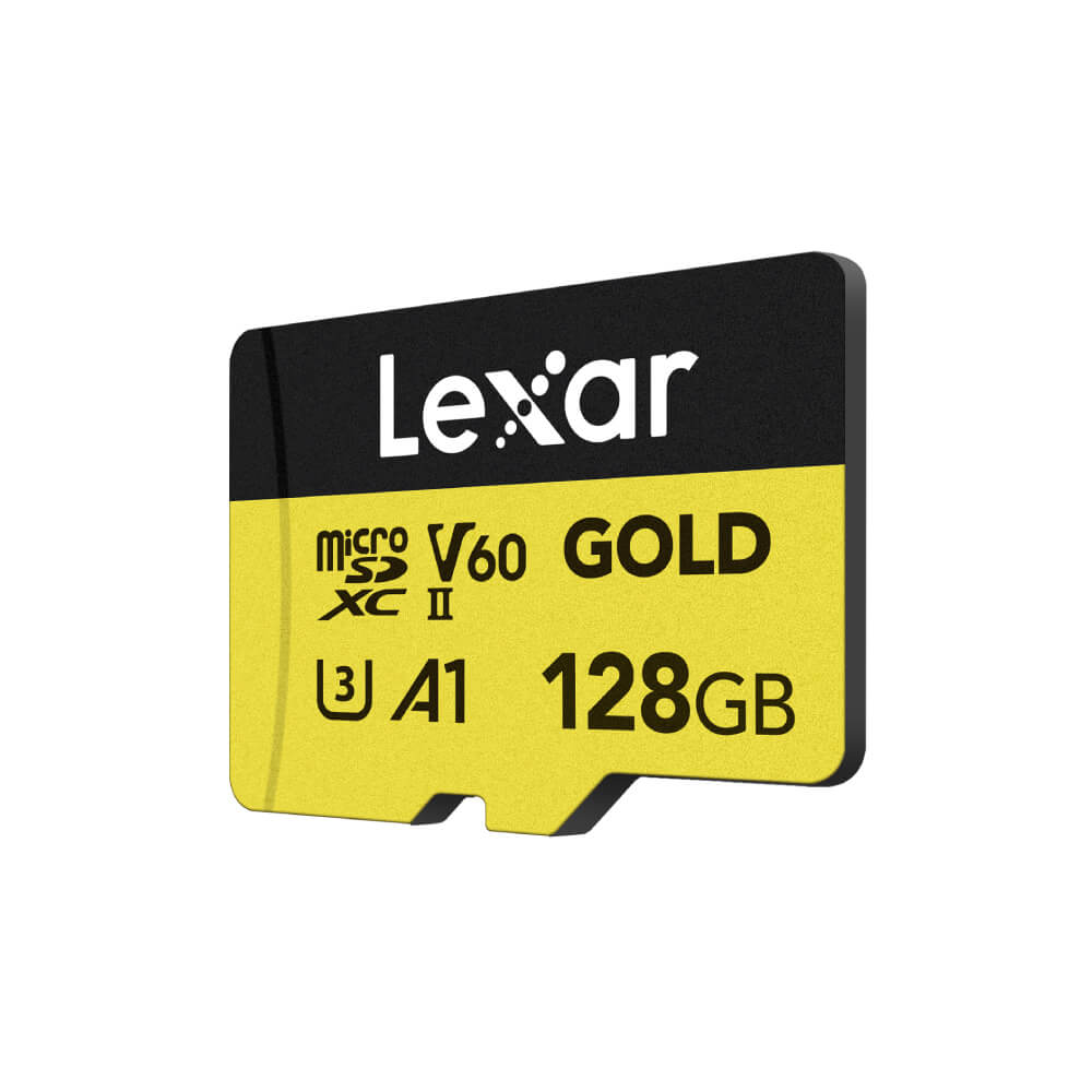 การ์ดหน่วยความจำ ไมโครเอสดีการ์ด LEXAR GOLD MICROSD CARD 128GB UHS-II U3 V60 FULL-HD 3D 4K RW280/100MB/S (LMSGOLD128G)