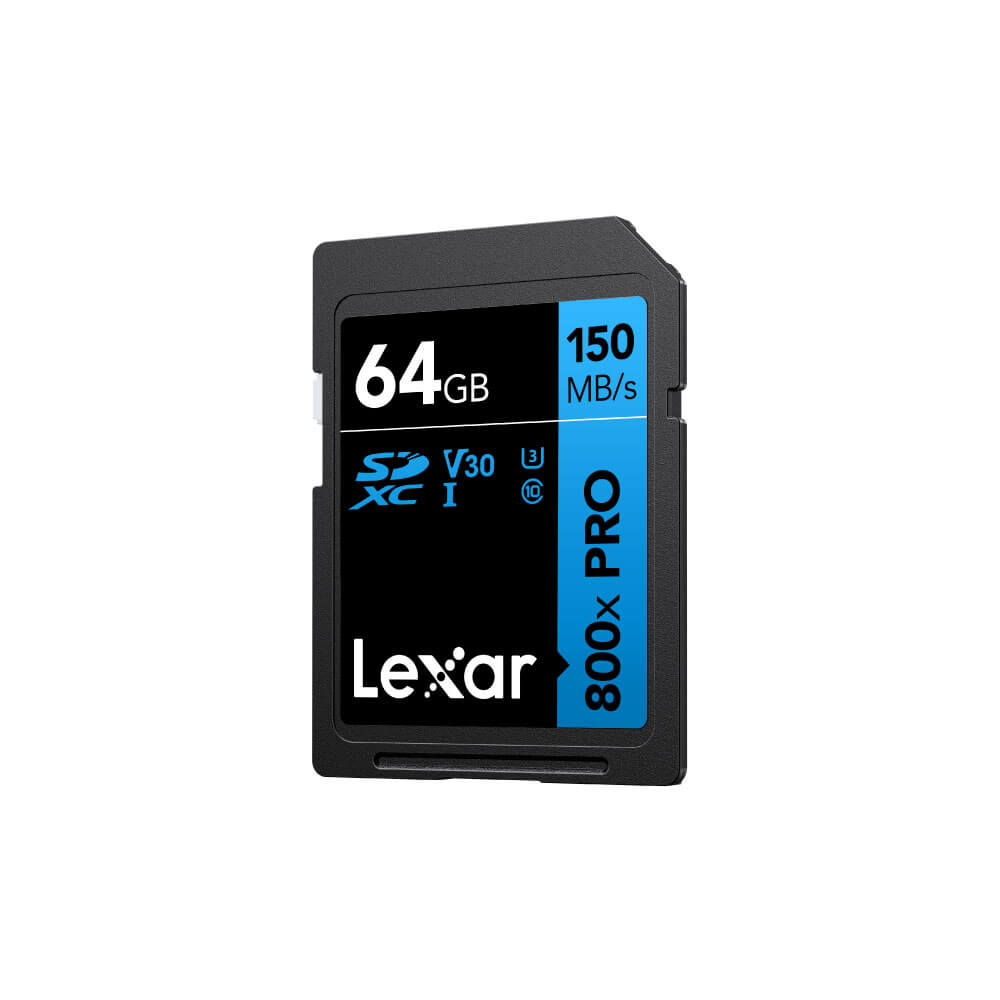 การ์ดหน่วยความจำ เอสดีการ์ด LEXAR 800XPRO 64GB SD CARD BLUE SERIES FULL-HD 4K RW150/45MB/S (LSD0800P064G-BNNNG)