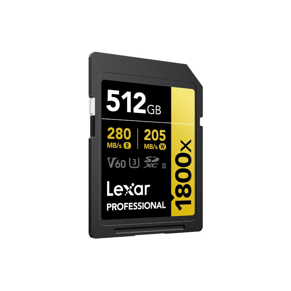 การ์ดหน่วยความจำ เอสดีการ์ด LEXAR SD1800X 512GB UHS-II U3 V60 SD CARD FULL-HD 3D 4K RW280/210MB/S (LSD1800512G) GOLD SERIES