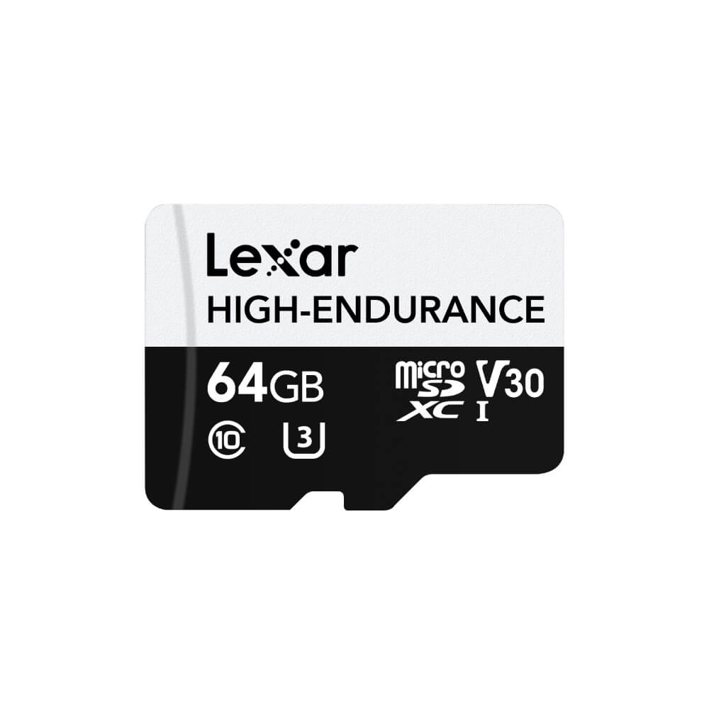 การ์ดหน่วยความจำ ไมโครเอสดีการ์ด LEXAR HIGH-ENDURANCE 64GB MICROSD CARD SPEED 100MB/S (LMSHGED064G) SUPPORTS 1080P FULL-HD AND 4K VIDEO