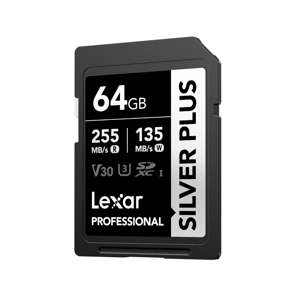 การ์ดหน่วยความจำ เอสดีการ์ด LEXAR SILVER PLUS 64GB UHS-I U3 V30 SD CARD FULL-HD 3D 4K RW205/100MB/S (LSDSIPL064G)