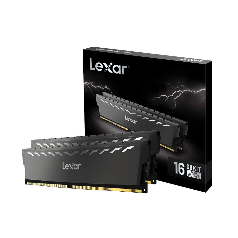 แรมพีซี LEXAR THOR 16GB KIT(8GBX2) DDR4/3200MHZ CL16 U-DIMM HEATSINK (LD4BU016G-R3200GDXG)