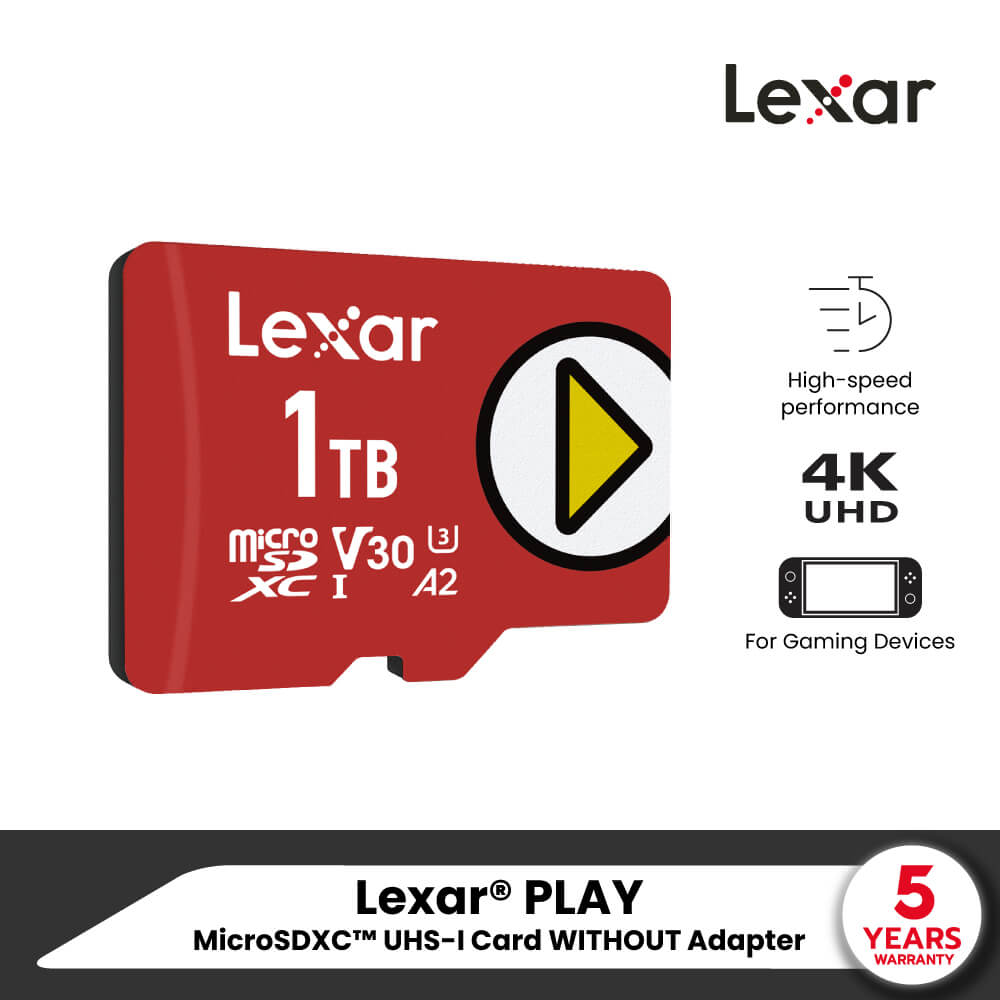 การ์ดหน่วยความจำ ไมโครเอสดีการ์ด LEXAR PLAY MICROSD CARD 1TB RW160/100MB/S (LMSPLAY001T)