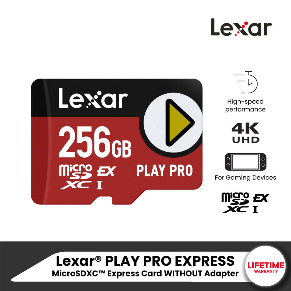 การ์ดหน่วยความจำ ไมโครเอสดีการ์ด LEXAR MICROSD CARD PLAY PRO EXPRESS 256GB RW900/600MB/S (LMSXPS0256G-BNNNG) FOR NINTENDO SWITCH