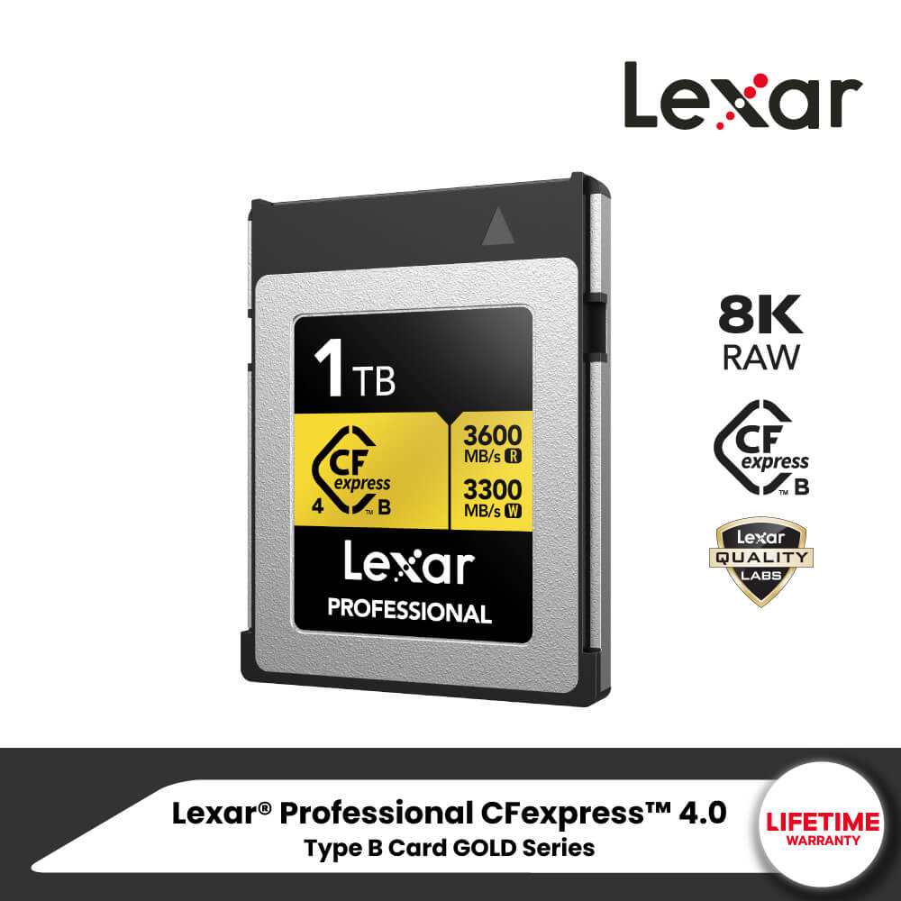 การ์ดหน่วยความจำ ซีเอฟเอ็กเพรสการ์ด LEXAR&reg; CFEXPRESS&trade; 4.0 TYPE B CARD 1TB RW3600/3300MB/S VPG400 RAW 8K (LCXEXP4001T-RNENG)