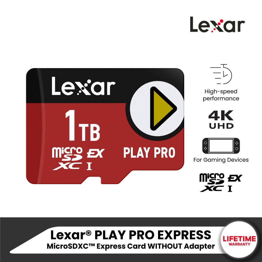 การ์ดหน่วยความจำ ไมโครเอสดีการ์ด LEXAR MICROSD CARD PLAY PRO EXPRESS 1TB RW900/600MB/S (LMSXPS0001T-BNNNG) FOR HANDHELD GAMING