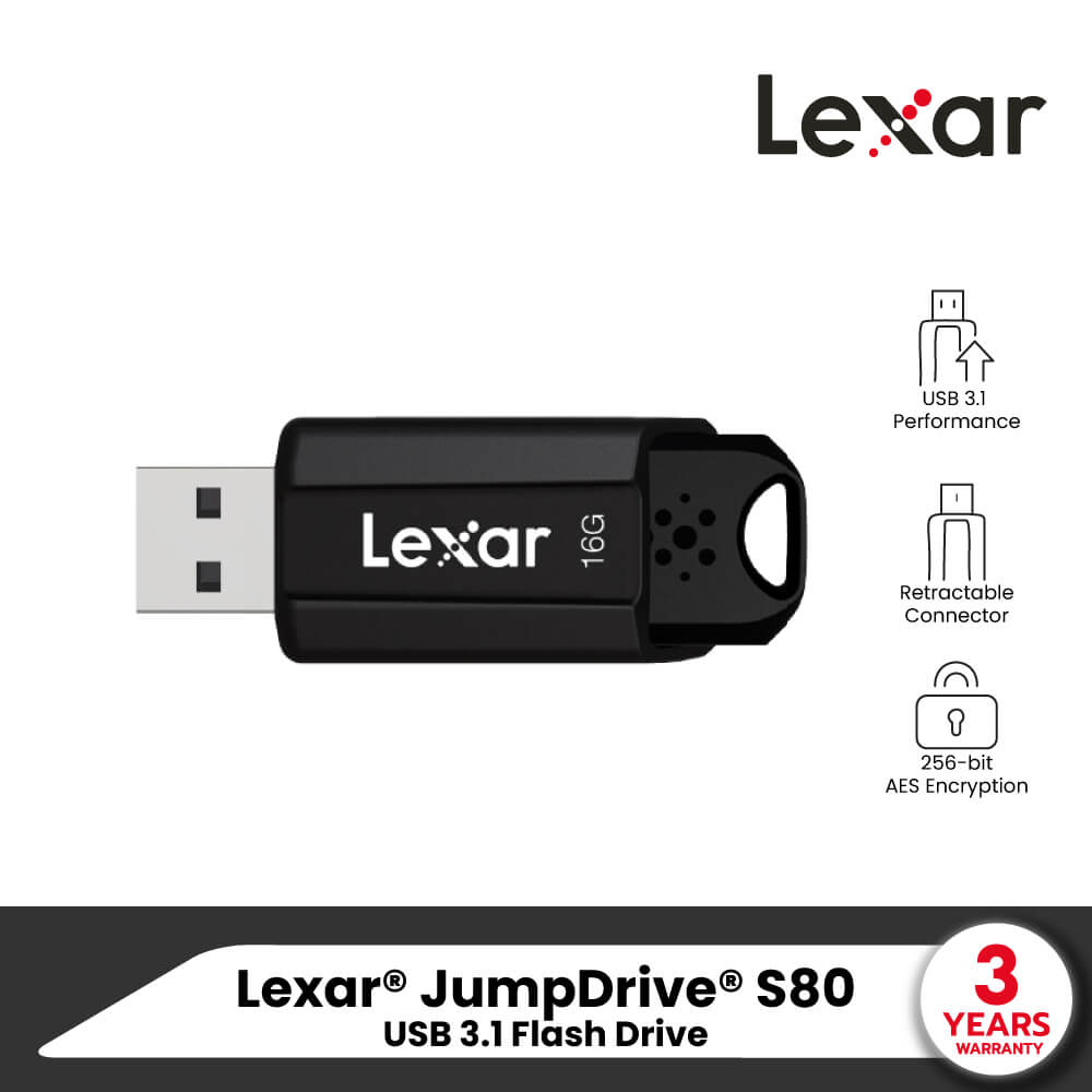 แฟลชไดรฟ์ Lexar S80 64GB USB 3.1 Flash Drive