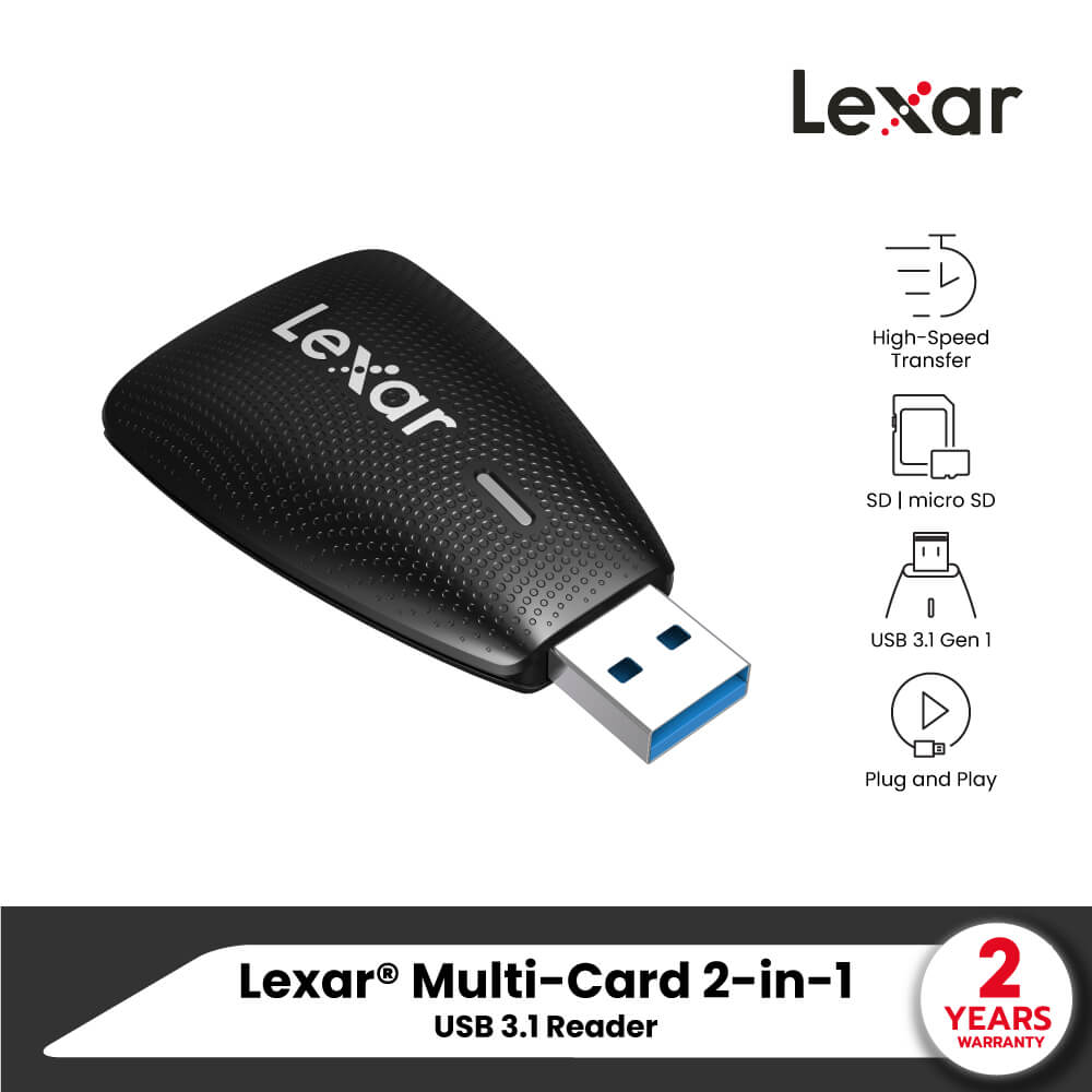 การ์ดรีดเดอร์ Lexar Dual-Slot SD/MicroSD Card, USB-A