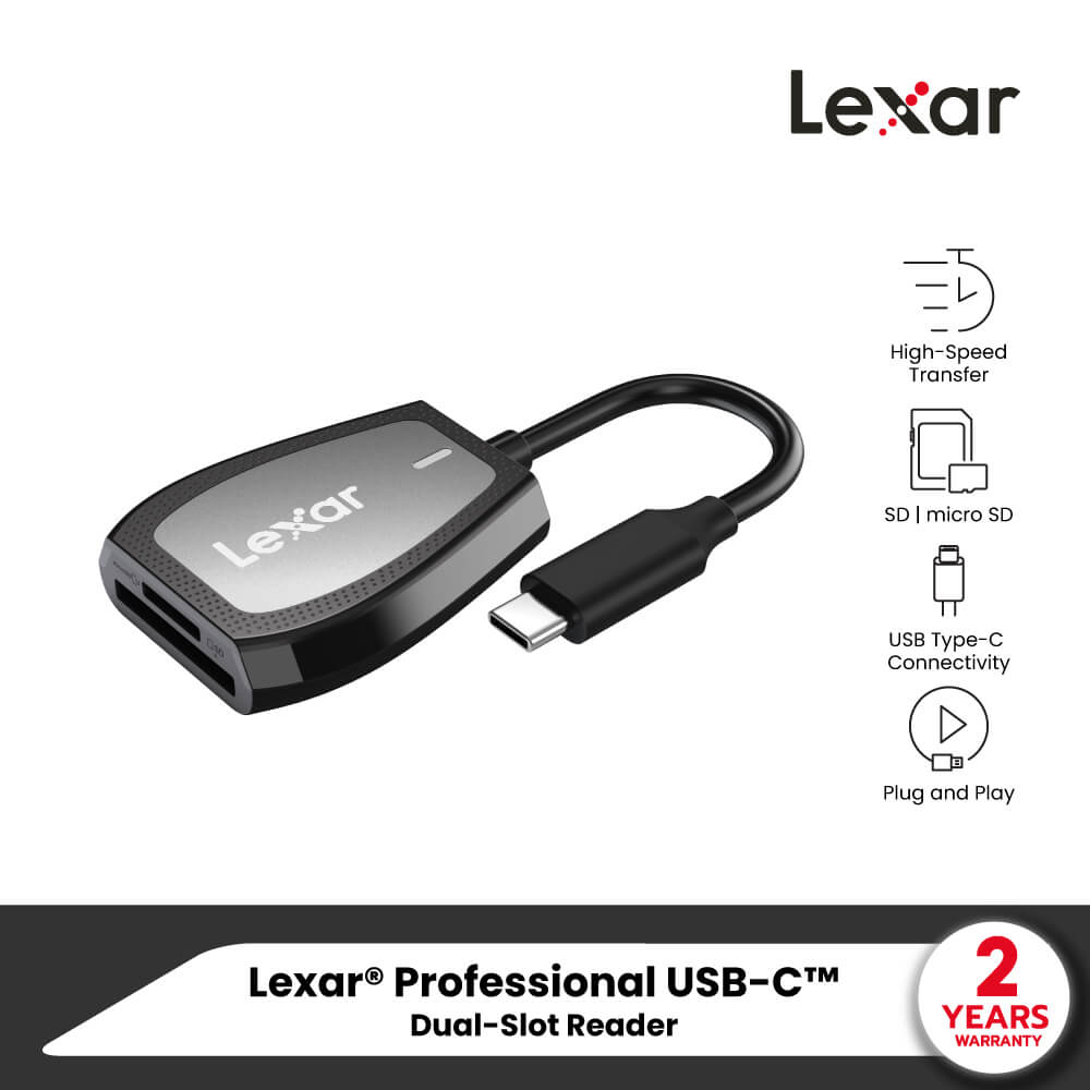 การ์ดรีดเดอร์ Lexar Dual-Slot SD/MicroSD Card, USB-C