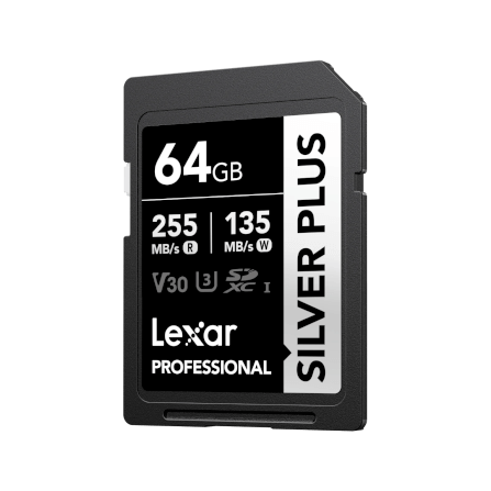 การ์ดหน่วยความจำ เอสดีการ์ด LEXAR SILVER PLUS 64GB UHS-I U3 V30 SD CARD SPEED BUMP FULL-HD 3D 4K RW255/135MB/S (LSDSIPL064G-BNNNG)_0