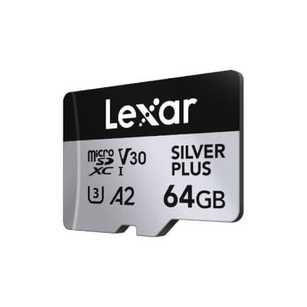 การ์ดหน่วยความจำ ไมโครเอสดีการ์ด LEXAR PROFESSIONAL SILVER PLUS MICROSD CARD 64GB READ 205MB/S WRITE150MB/S (LMSSIPL064G-BNANG)_0