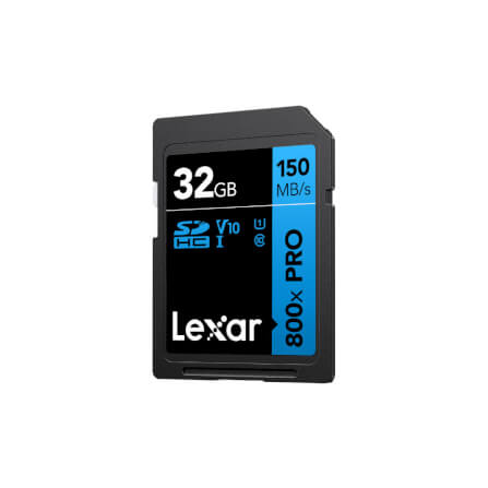 การ์ดหน่วยความจำ เอสดีการ์ด LEXAR 800XPRO 32GB SD CARD BLUE SERIES FULL-HD 4K RW150/45MB/S (LSD0800P032G-BNNNG)_0