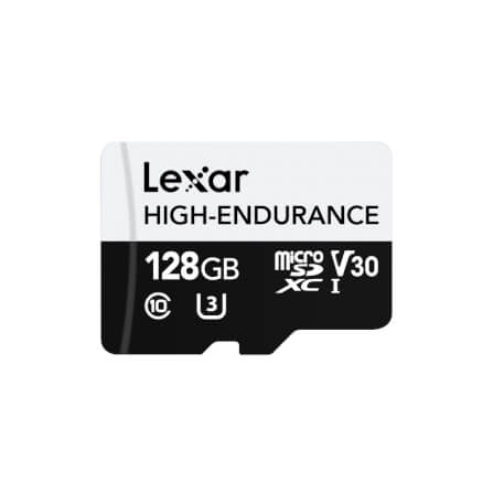 การ์ดหน่วยความจำ ไมโครเอสดีการ์ด LEXAR HIGH-ENDURANCE 128GB MICROSD CARD RW100/45MB/S (LMSHGED128G) SUPPORTS 1080P FULL-HD AND 4K VIDEO_0