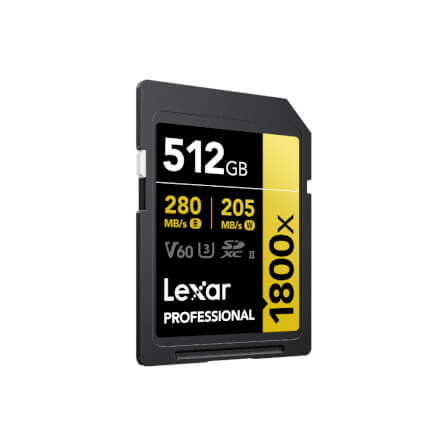 การ์ดหน่วยความจำ เอสดีการ์ด LEXAR SD1800X 512GB UHS-II U3 V60 SD CARD FULL-HD 3D 4K RW280/210MB/S (LSD1800512G) GOLD SERIES_0