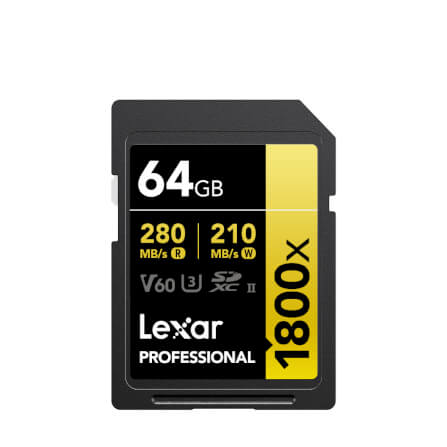 การ์ดหน่วยความจำ เอสดีการ์ด LEXAR SD1800X 64GB UHS-II U3 V60 SD CARD FULL-HD 3D 4K RW280/210MB/S (LSD1800064G) GOLD SERIES_0