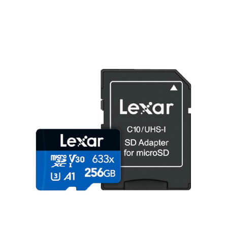 การ์ดหน่วยความจำ ไมโครเอสดีการ์ด LEXAR 633X MICROSD CARD 256GB WADAPTER RW100/45MB/S (LSDMI256BB633A)_1