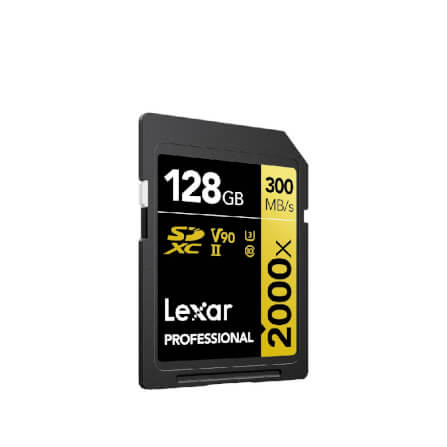 การ์ดหน่วยความจำ เอสดีการ์ด LEXAR SD2000X 128GB UHS-II U3 V90 SD CARD FULL-HD 3D 4K 8K RW300/260MB/S (LSD2000128G)_1